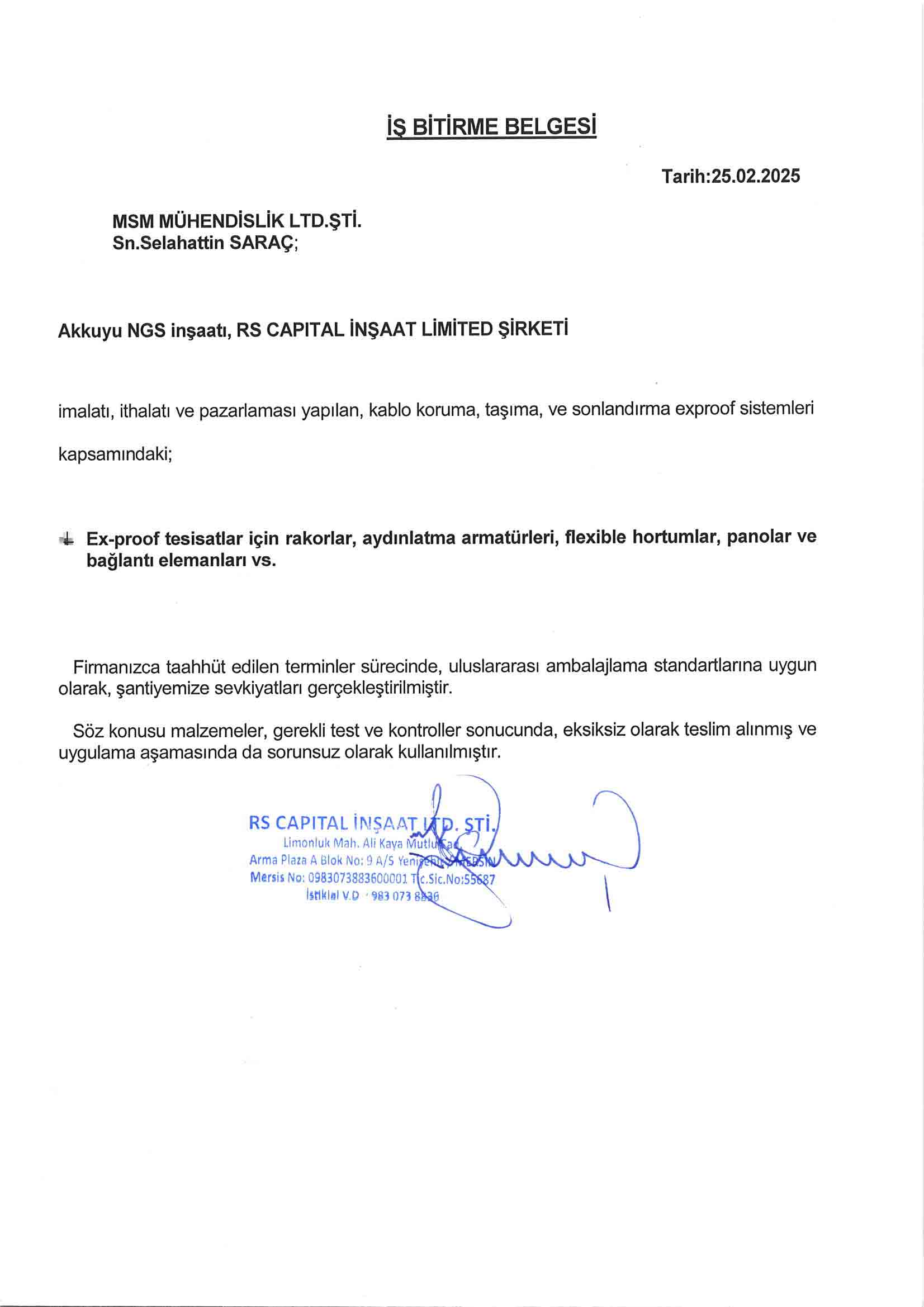RS CAPITAL İNSAAT